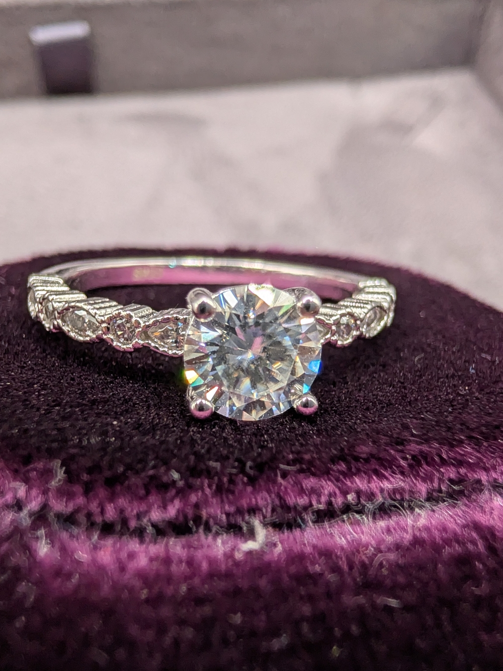 Classic Solitaire Round-Cut Engagement Ring in Silver with Clear Stone